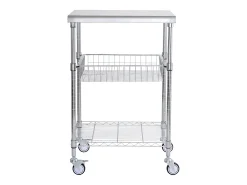 Carrito utilitario SucceBuy 61 x 50 x 93 cm, 213 kg, 3 niveles, 6 ganchos, carrito con ruedas