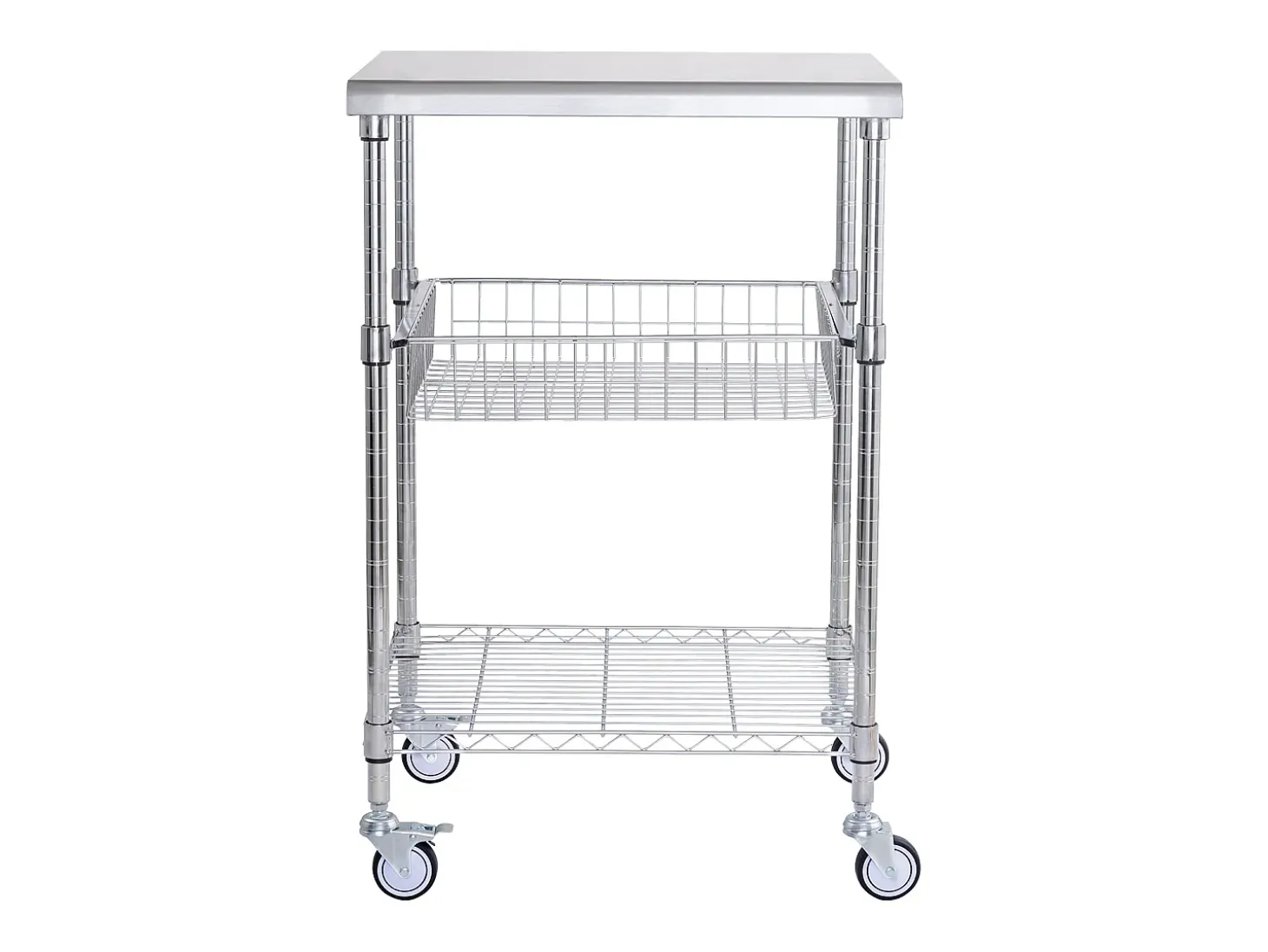 Carrito utilitario SucceBuy 61 x 50 x 93 cm, 213 kg, 3 niveles, 6 ganchos, carrito con ruedas