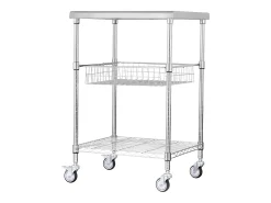 Carrito utilitario SucceBuy 61 x 50 x 93 cm, 213 kg, 3 niveles, 6 ganchos, carrito con ruedas