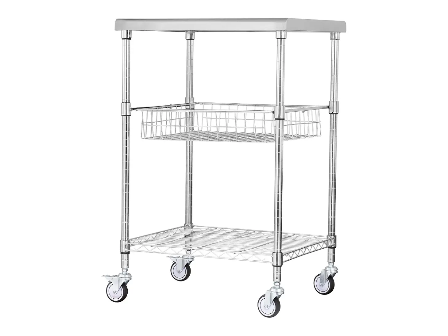 Carrito utilitario SucceBuy 61 x 50 x 93 cm, 213 kg, 3 niveles, 6 ganchos, carrito con ruedas