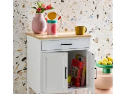 Carro de cocina con encimera de madera de pino blanco