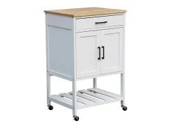 Carro de cocina con encimera de madera de pino blanco