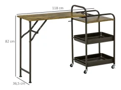 Carro de cocina marrón rústico 118x36.5x82 cm HOMCOM