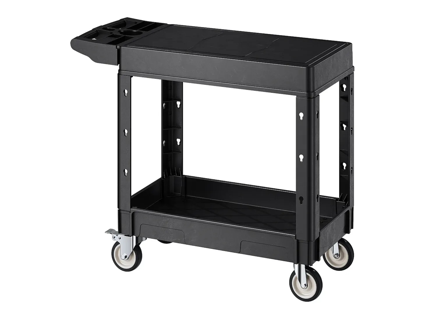 Carro de Servicio SucceBuy Carro Utilitario con Ruedas de Plástico Resistente de 2 Niveles con Ruedas Giratorias de 360° (2 con Frenos), 1015 x 450 x 850 mm