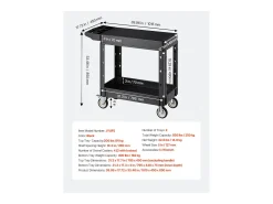 Carro de Servicio SucceBuy Carro Utilitario con Ruedas de Plástico Resistente de 2 Niveles con Ruedas Giratorias de 360° (2 con Frenos), 1015 x 450 x 850 mm