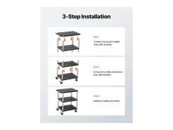 Carro de Servicio SucceBuy Carro Utilitario con Ruedas de Plástico Resistente de 3 Niveles con Ruedas Giratorias de 360° (2 con Frenos), 695 x 460 x 825 mm
