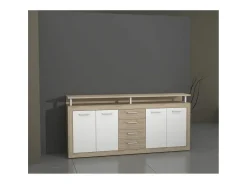 CAVA Aparador bajo contemporáneo de roble y blanco - 197 cm