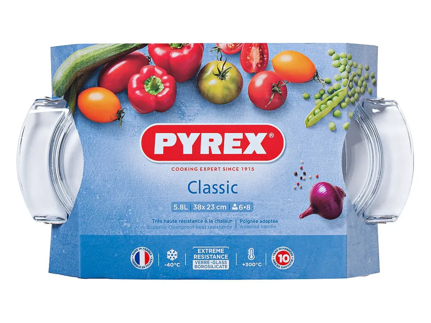 Cazuela ovalada Classic Vidrio Pyrex con tapa 15x39x23 cm