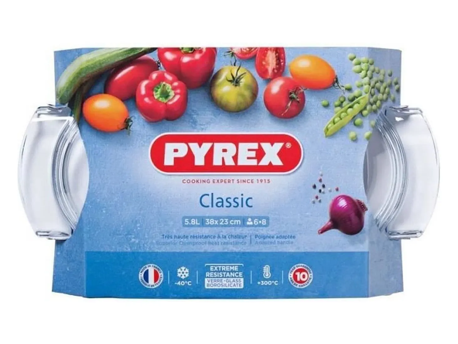 Cazuela ovalada Classic Vidrio Pyrex con tapa 15x39x23 cm