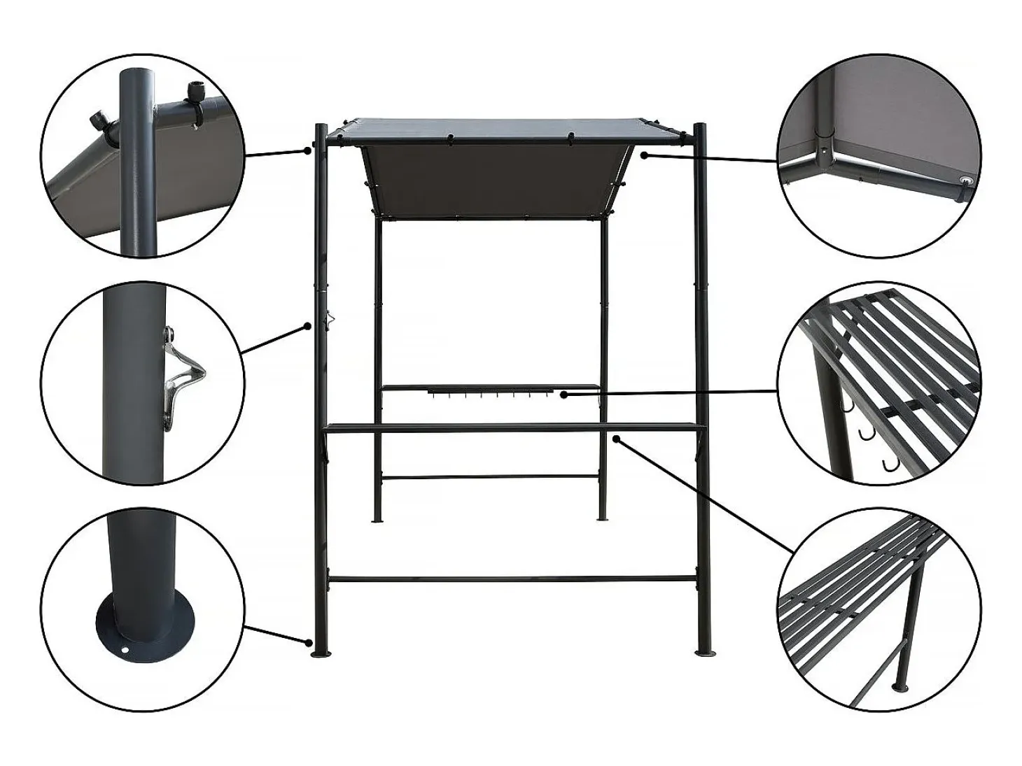 Cenador pérgola para barbacoa - 277 x 149 cm - Antracita