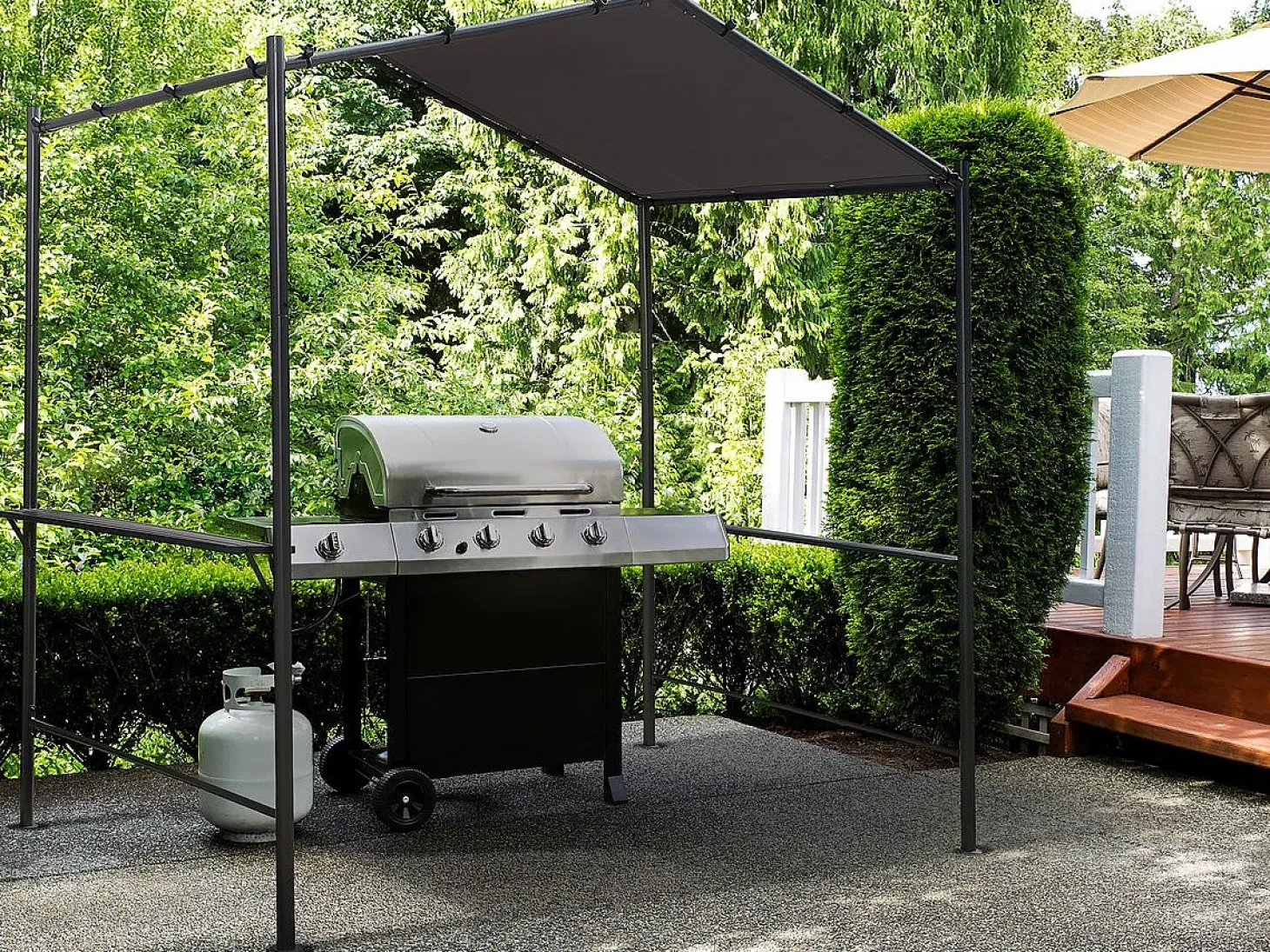 Cenador pérgola para barbacoa - 277 x 149 cm - Antracita