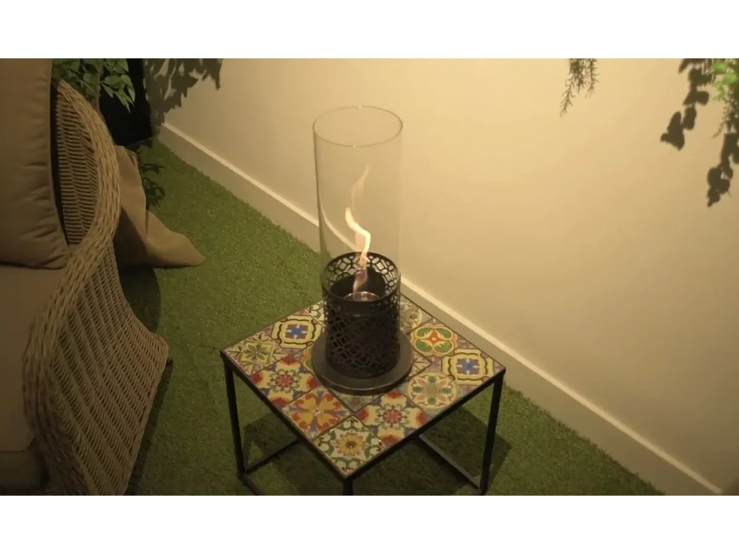 Chimenea de bioetanol biochimenea de mesa TOLOSA Blanco D20 x H49,5 interior exterior