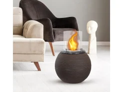 Chimenea de bioetanol, brasero de jardín, de pie, para uso interior y exterior, BOTTICELLI Terra Marrone, d.40 x h.54