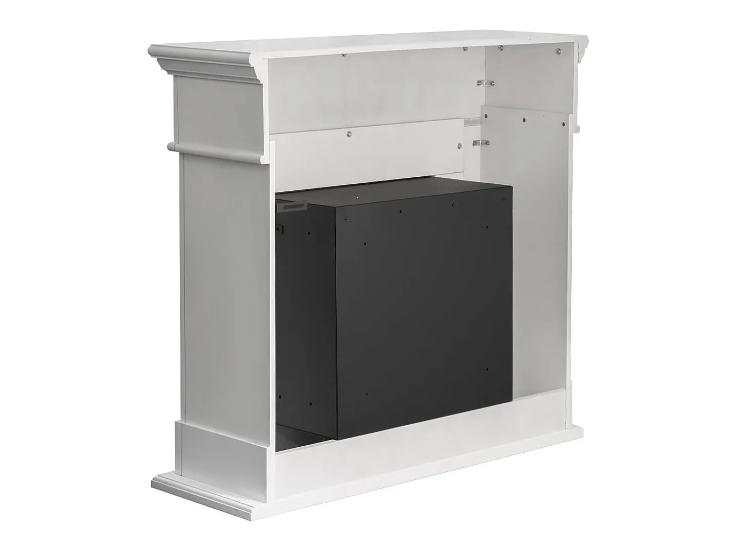 Chimenea de bioetanol Cambridge, de pie, en madera blanca, 110 x 37 x 102 cm.