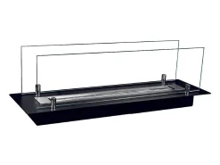 Chimenea de bioetanol de acero con quemador y cristal de 65 cm.