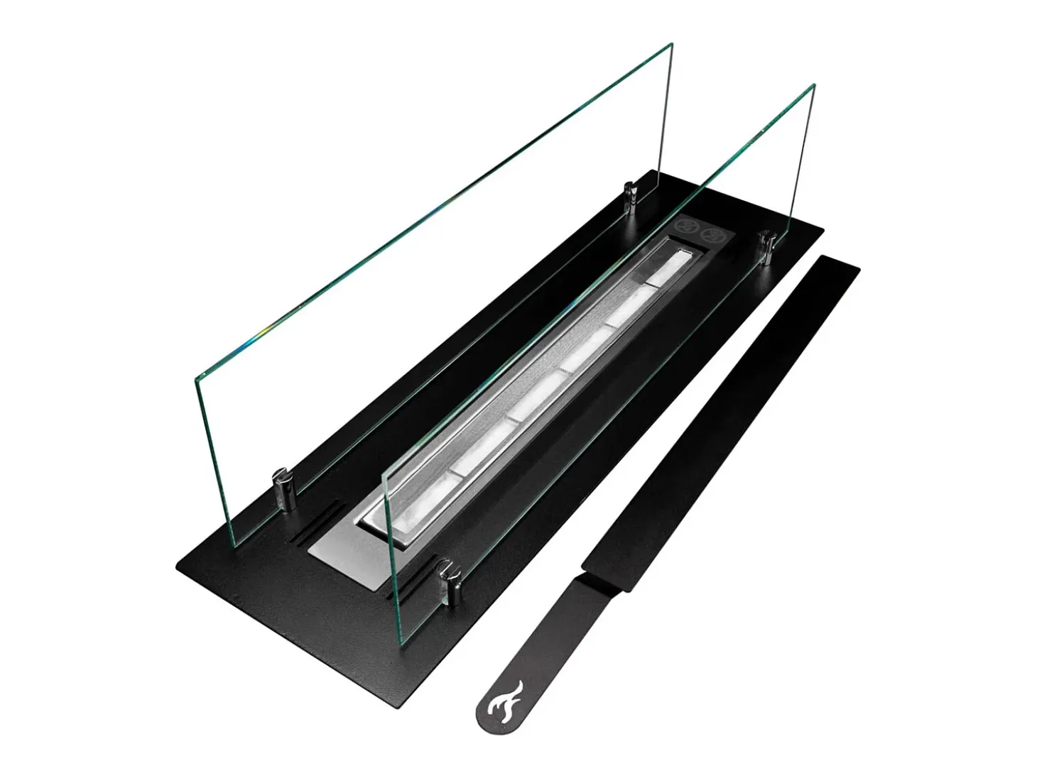 Chimenea de bioetanol de acero con quemador y cristal de 65 cm.