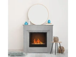 Chimenea de bioetanol de pie BELLINI de madera con efecto hormigón, fabricada en Italia, L96 x P35 x H96