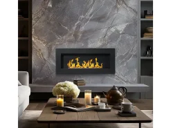 Chimenea de bioetanol de pared Siena Black (largo 90 x fondo 12 x alto 40 cm)