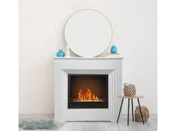 Chimenea de bioetanol de pie BELLINI de madera blanca, fabricada en Italia (largo x fondo x alto) 96 cm.