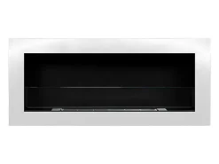 Chimenea de bioetanol de pared o empotrada Livorno White, L 90 x P 12 x H 40 con cristal
