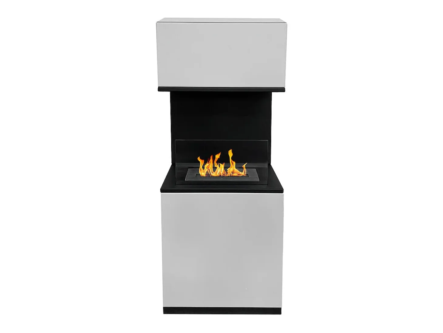 Chimenea de bioetanol de suelo Oslo en acero blanco L38xP38xH100