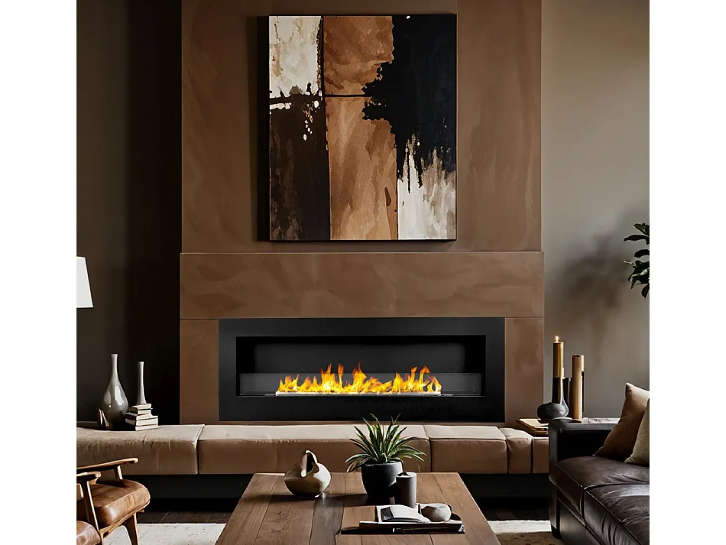 Chimenea de bioetanol de pared SIENA 120 negra 120x40
