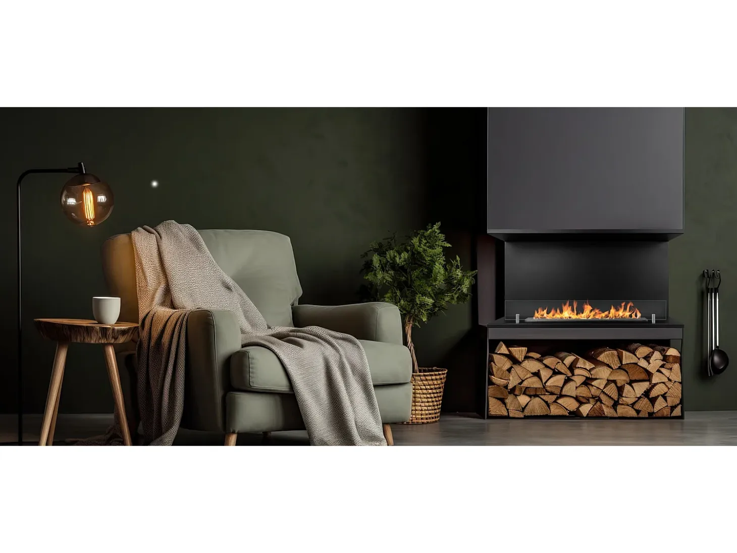 Chimenea de bioetanol empotrada Biochimenea trifacial con 3 lados abiertos 90x45 TREVI 90