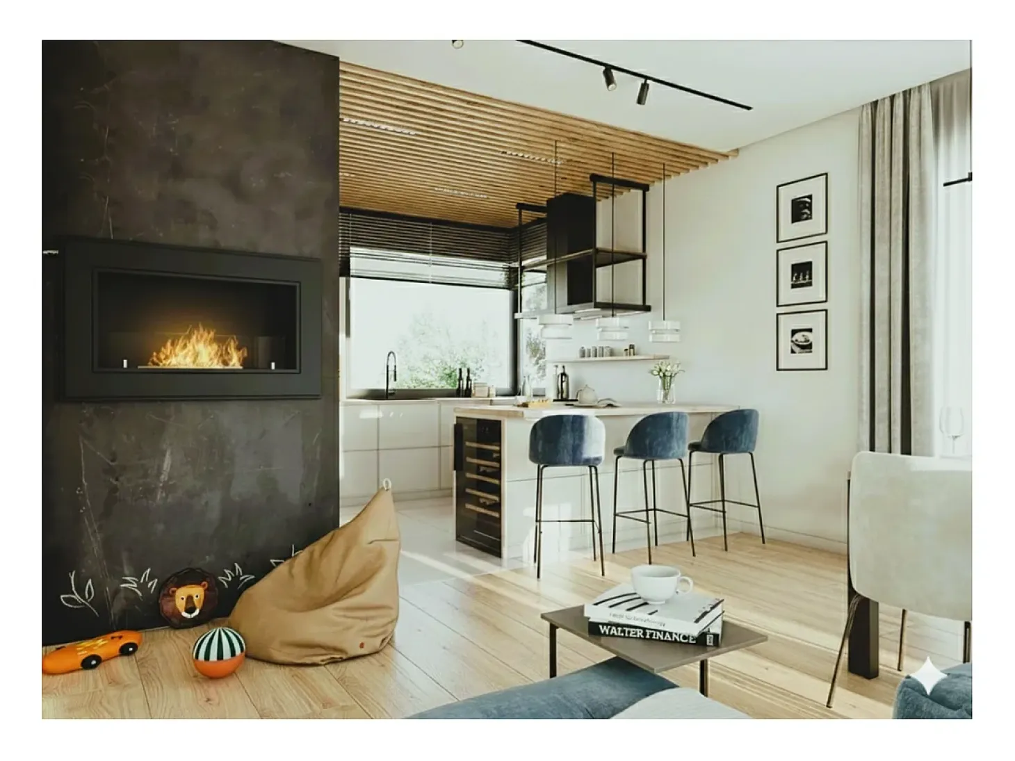 Chimenea de bioetanol empotrada Frame 1200 SimpleFire con cristal - Negro mate