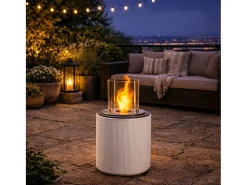 Chimenea de bioetanol MODIGLIANI Blanco Perla, brasero de suelo para interior y exterior, d.36 x h.56