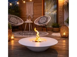 Chimenea de bioetanol para jardín exterior redonda blanca SANTORINI D.60