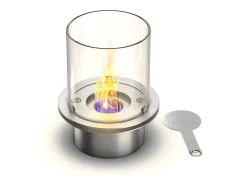 Chimenea de bioetanol STROMBOLI Pearl White, brasero de pie para uso interior y exterior, d.60 x h.56