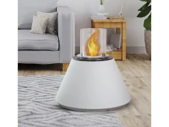 Chimenea de bioetanol STROMBOLI Pearl White, brasero de pie para uso interior y exterior, d.60 x h.56
