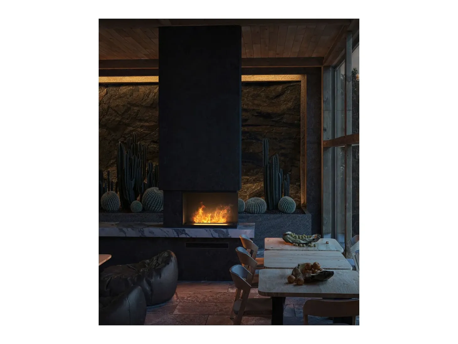 Chimenea de vapor de agua empotrada Corner R800 con llama multicolor, efecto 3D y control mediante app, depósito de 1,2 l - 80 cm
