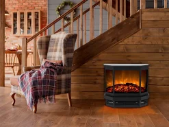Chimenea eléctrica - Estilo retro - Independiente - An. 55,8 x Pr. 22,5 x Al. 51,6 cm - Negra - ETNA