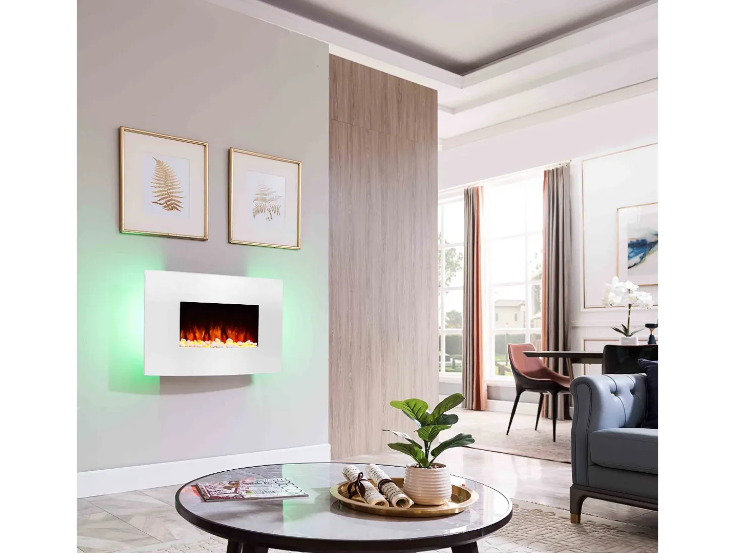 Chimenea eléctrica BALDERIA Enjo - Chimenea de pared, calefacción 2000 W - Blanco