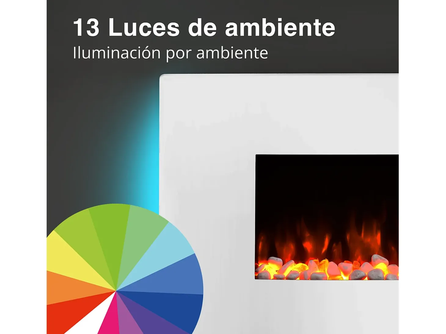 Chimenea eléctrica BALDERIA Enjo - Chimenea de pared, calefacción 2000 W - Blanco