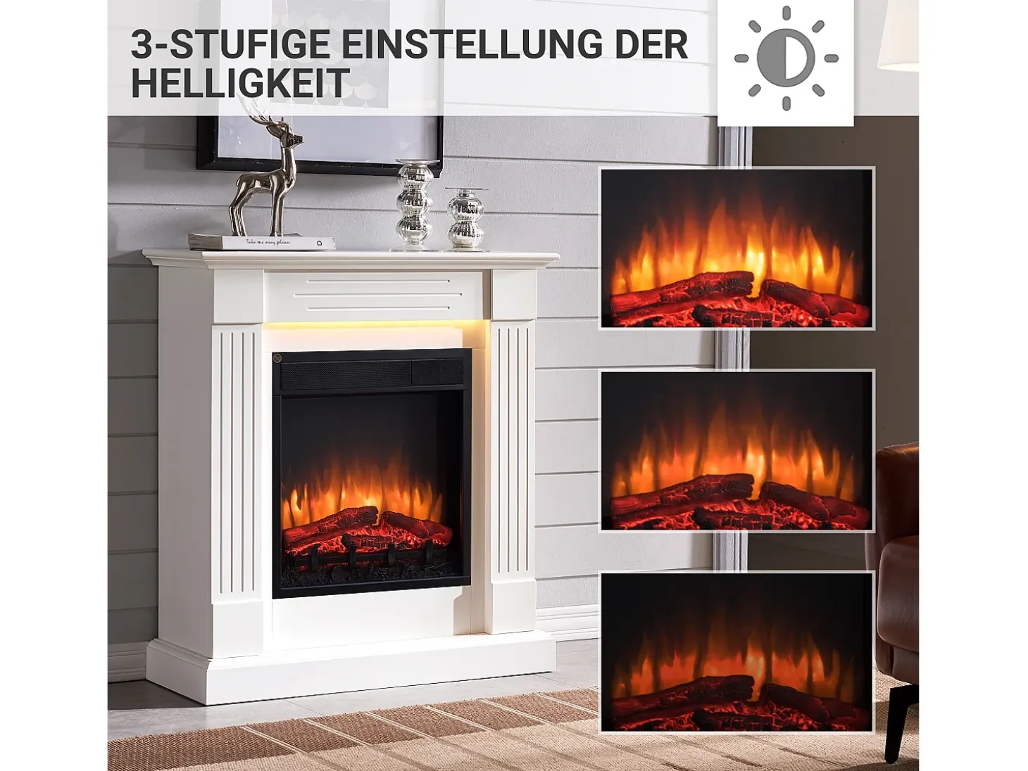 Chimenea eléctrica BALDERIA Ladina - Chimenea de pie - Blanca
