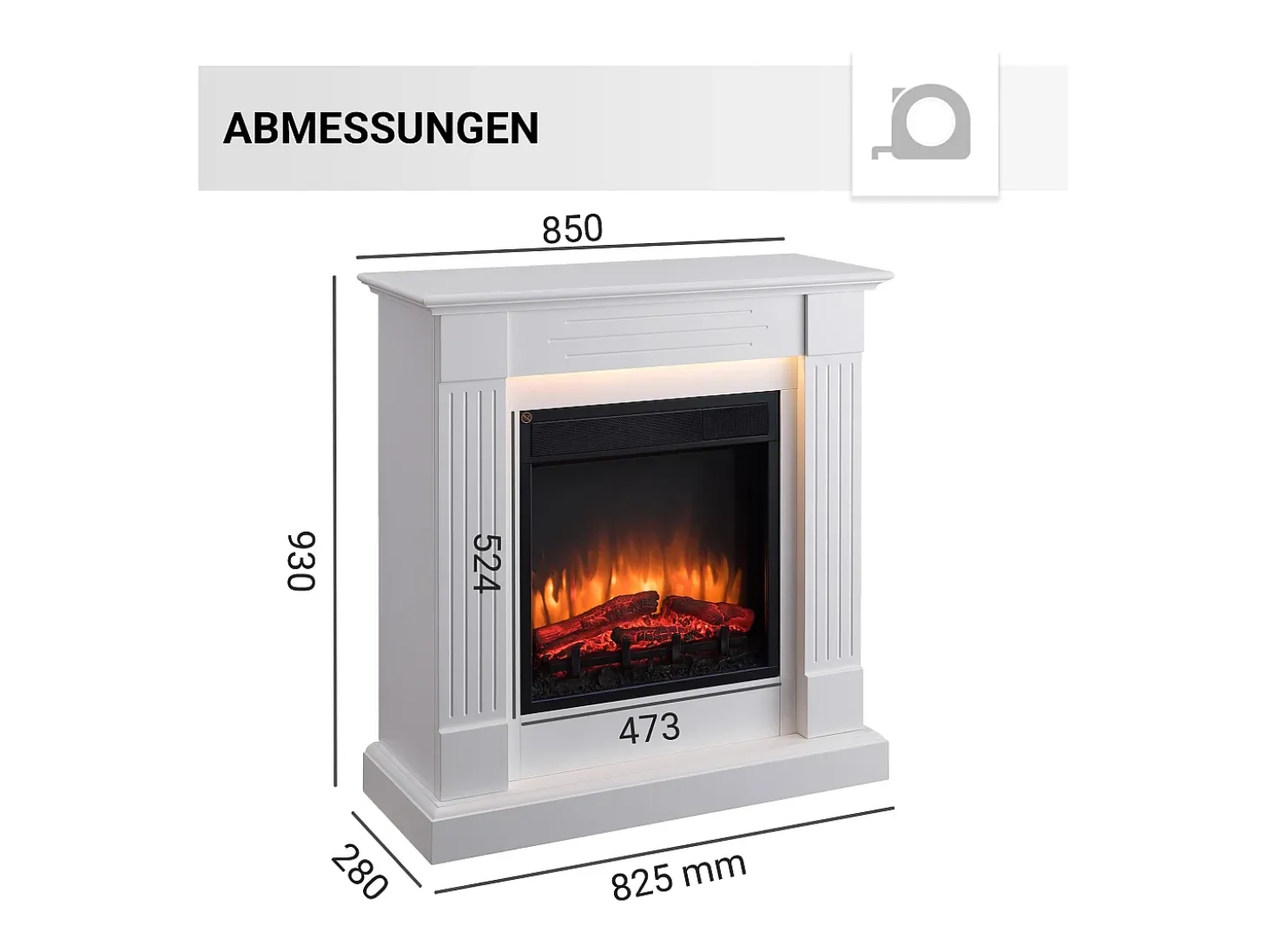 Chimenea eléctrica BALDERIA Ladina - Chimenea de pie - Blanca