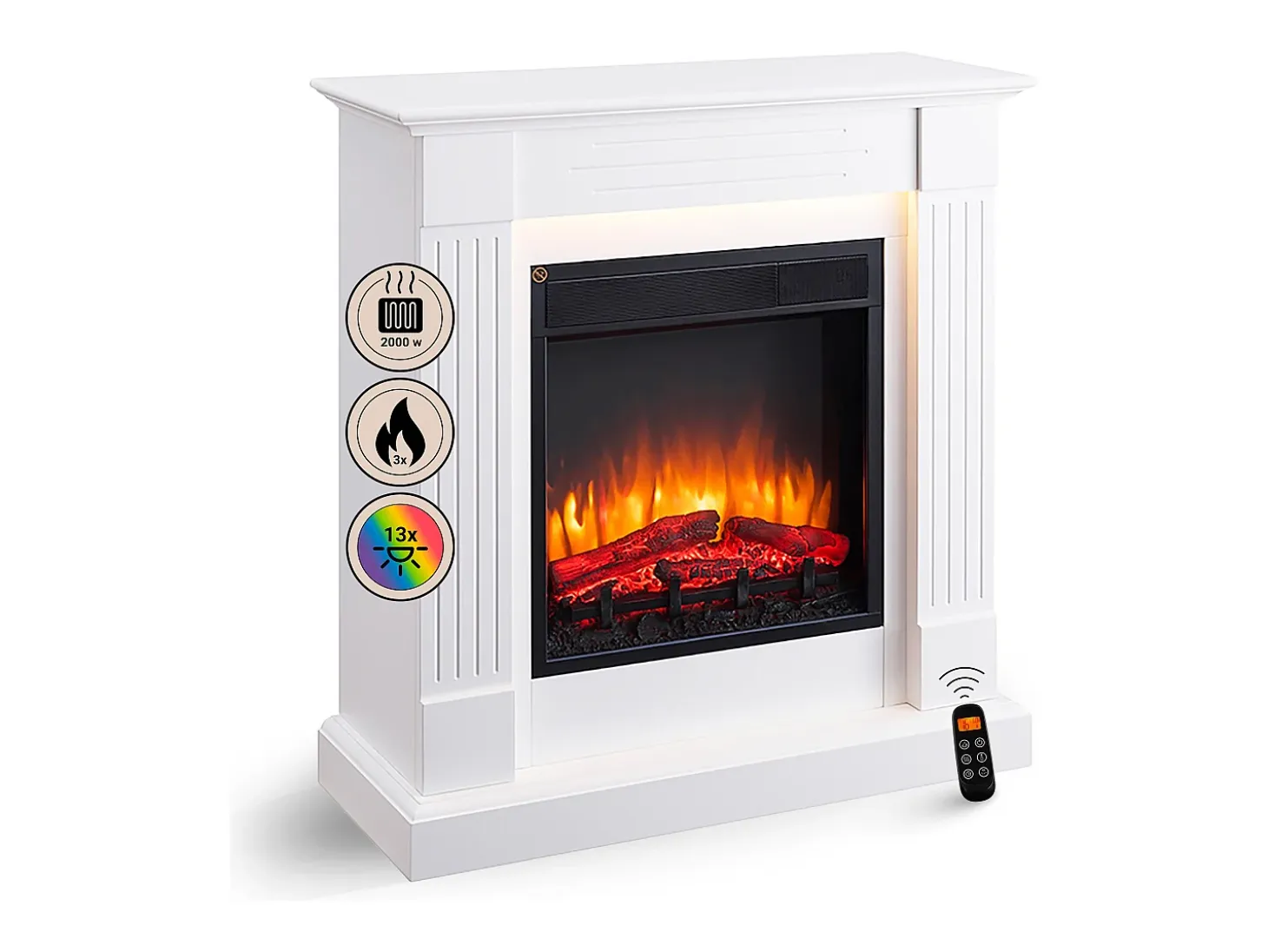 Chimenea eléctrica BALDERIA Ladina - Chimenea de pie - Blanca