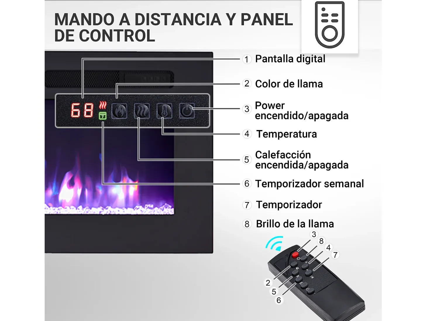 Chimenea eléctrica BALDERIA Leif 70 - 2 en 1 - negro
