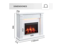 Chimenea eléctrica BALDERIA Hikaru - Chimenea de pie - Blanco