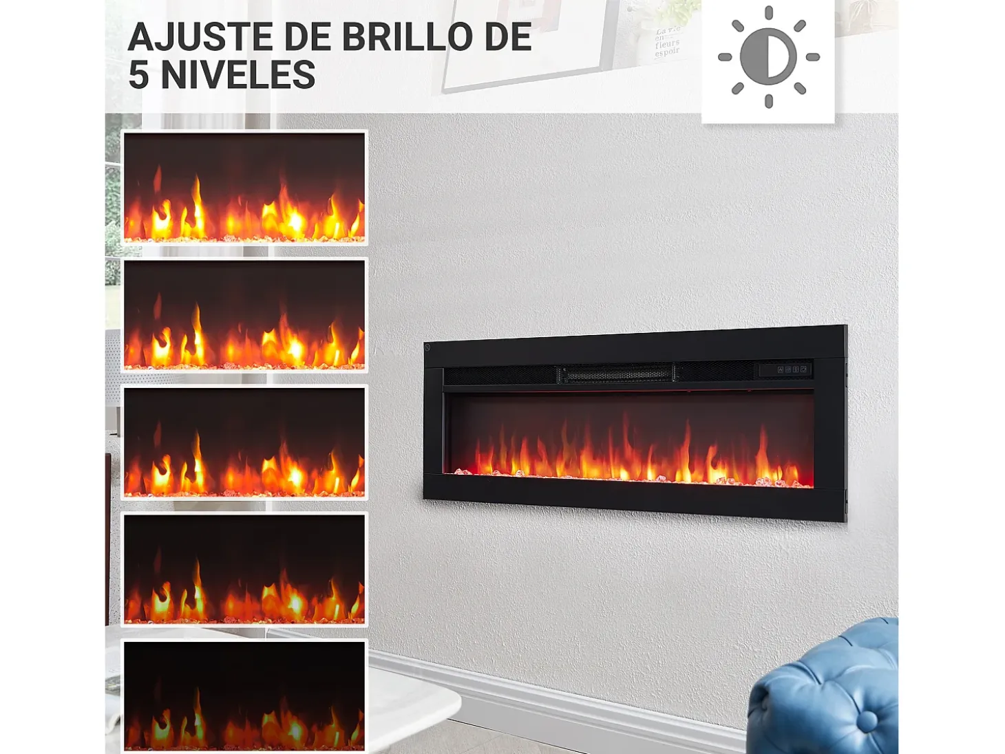 Chimenea eléctrica BALDERIA Agnes 36 - Chimenea de pie, de pared o empotrable - Negro