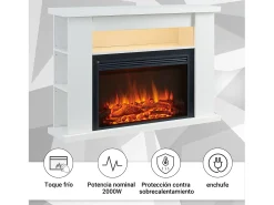 Chimenea eléctrica BALDERIA Ruby - Chimenea de pie con calefacción 2000 W - Blanco