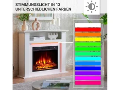 Chimenea eléctrica BALDERIA Liora - Chimenea de pie, estante, calefacción - blanco