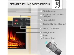 Chimenea eléctrica BALDERIA Liora - Chimenea de pie, estante, calefacción - blanco