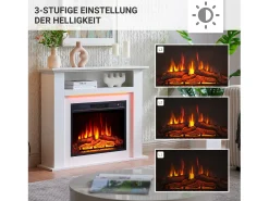 Chimenea eléctrica BALDERIA Liora - Chimenea de pie, estante, calefacción - blanco