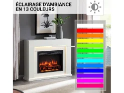 Chimenea eléctrica BALDERIA Elektra ñEfecto llama 3D, iluminación LED, potencia calorífica 1ñ2 kW, mando a distancia - Blanco