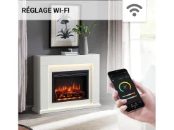 Chimenea eléctrica BALDERIA Elektra ñEfecto llama 3D, iluminación LED, potencia calorífica 1ñ2 kW, mando a distancia - Blanco