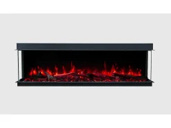 Chimenea eléctrica de 3 caras SOLIS 90 - fuego premium, empotrada - 90x30x46 cm - LED decorativa con calefacción 750/1500 W