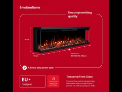Chimenea eléctrica de 3 caras UNITY 127 - fuego premium, de pared o empotrada - 127x19x36 cm - LED decorativa con calefacción 900/1800W